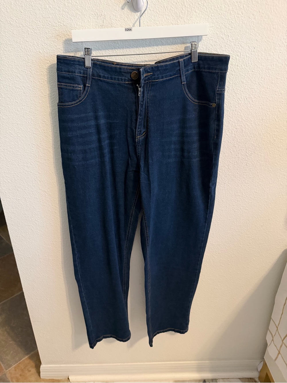 Straight-Leg Men's Denim Jeans in Deep Blue